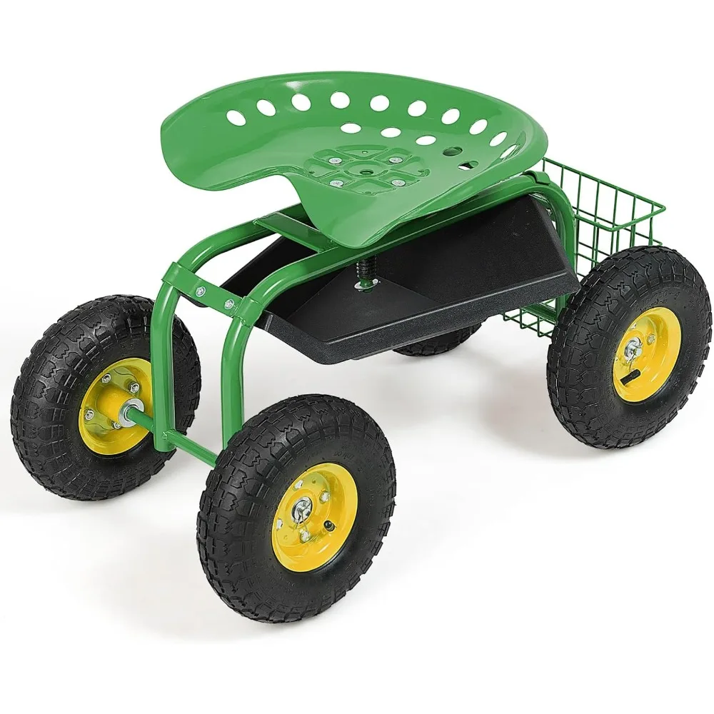 Rolling Garden Seat with Wheels & Storage 2