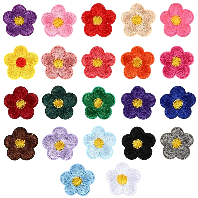 22Pcs 패치에 다채로운 꽃 철 수 놓은 Appliques 의류 수리 패치 자 수 ..