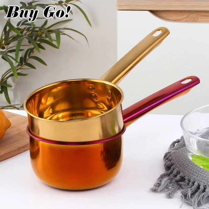 1Pcs Stainless Steel Gold Water Scoop Long Handle Water Spoon Food Serving Spoon Non-stick Pan Noodle Milk Pot Tableware