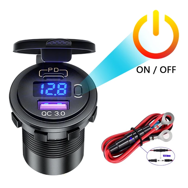 12V eingebaute USB-Auto USB-Steckdose 3,0 Steckdose Typ C Super Adapter Auto  Steckdose Schnell ladung für 12V 24V LKW Motorrad RV Marine - AliExpress