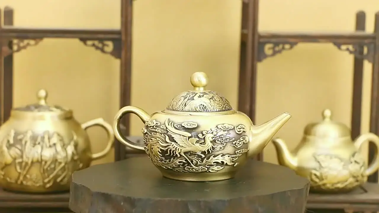 Латунный винтажный дракон феникс Chengxiang чайный горшок для офиса маленькие