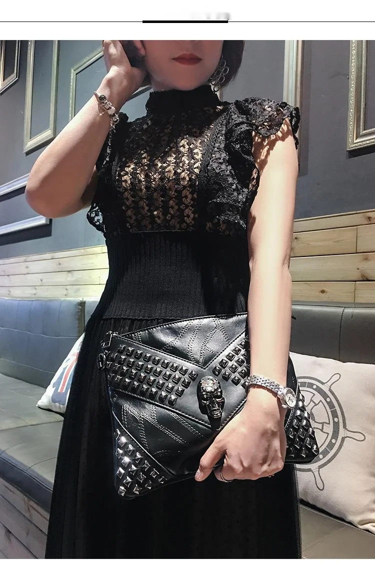 „Clutch 2023“ pristatytas naujas modelis, individualizuotas, didelės talpos aukščiausios kokybės kaukolė papuoštas pažastų krepšys Aukštos klasės unisex skersinis krepšys_voghion.com