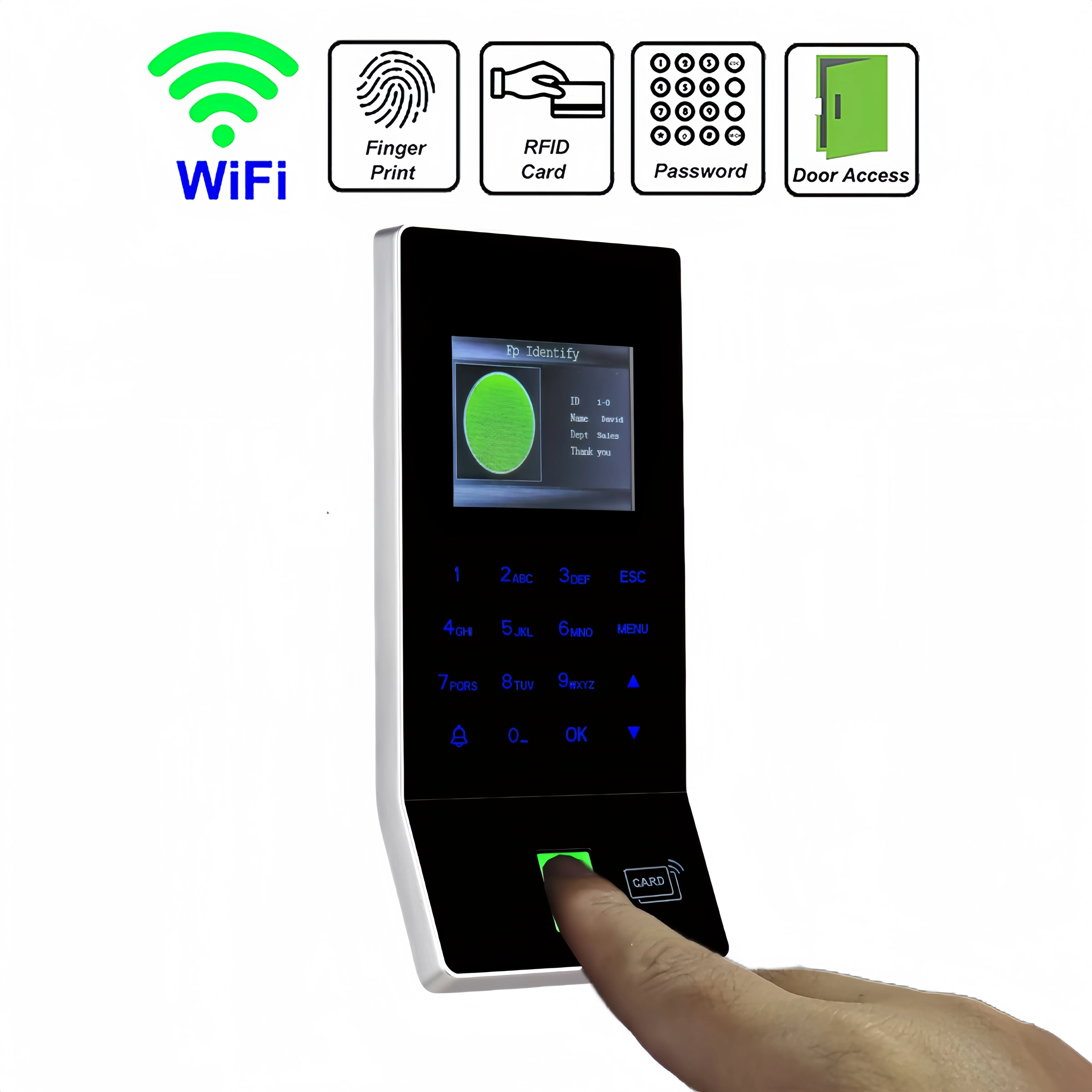 WiFi Fingerprint Time Attendance Recorders Employee Time Machine Finger and Card Door Lock Access Control System Device fingerprint attendance machine