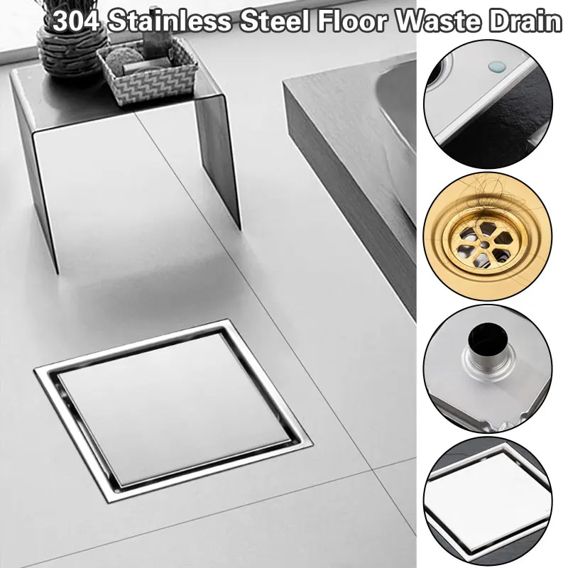 Anti-odor Tile Insert Square Floor Waste Drain Bathroom Drain Shower Grates 10/11/15cm 304 Stainless Steel Large Flow Drainer floor drain deodorant,floor drain,floor drain filter,shower drain,shower drain cover,drain filter,drain strainer