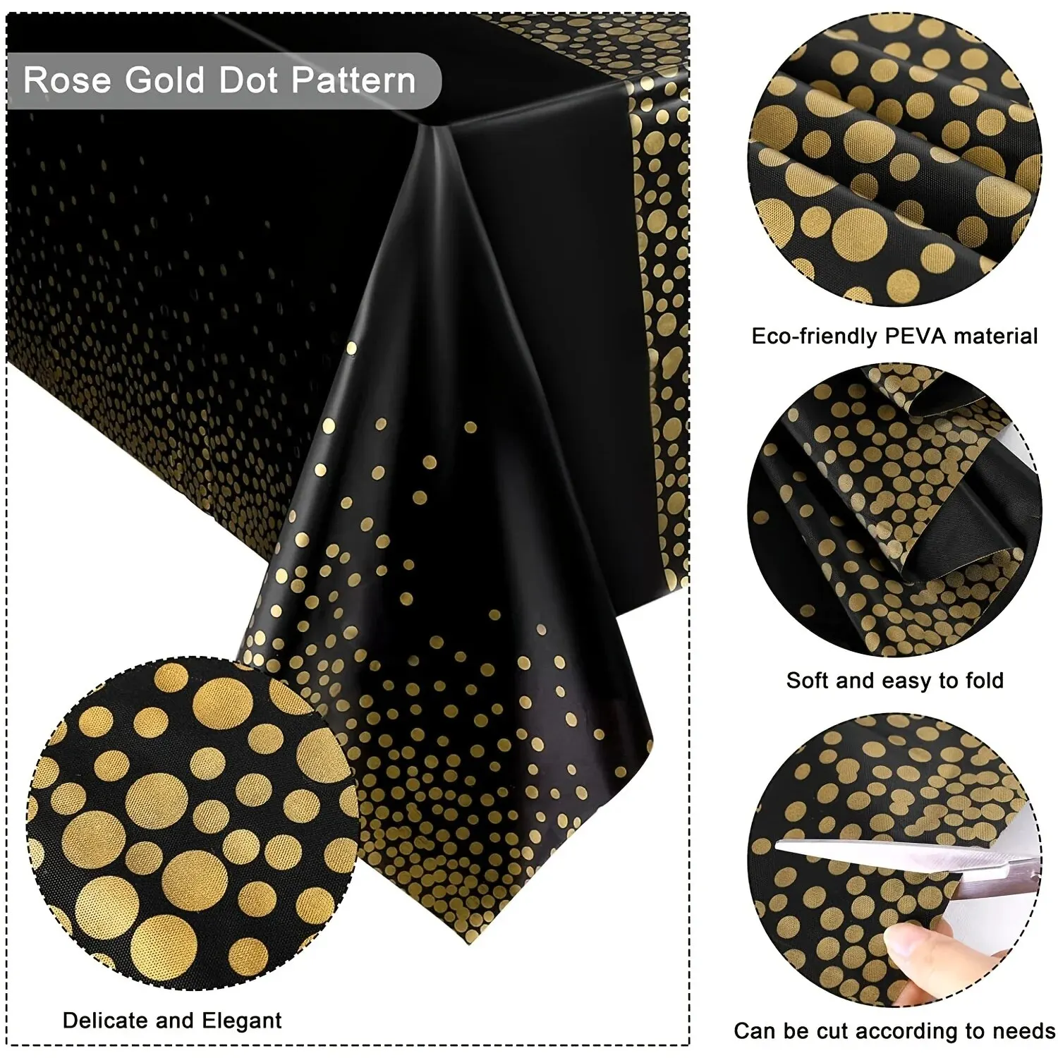 Disposable Tablecloth 1pc Small Polka Dot Thickened Waterproof PEVA 54*108inch Home Wedding Birthday Party Decoration