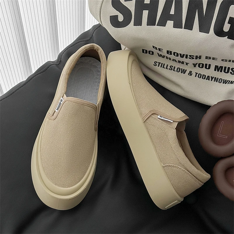 Summer Breathable Cloth Men Casual Shoes Mens Loafers Comfort Slip-on Driving Shoes Platform Sneakes  Walking Vulcanized Shoes 3