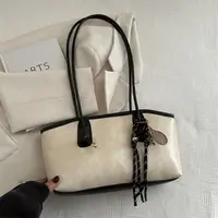 Trend PU Leather Work Shoulder Bag Large Capacity Simple Female Crossbody Bag Solid Color Commuting Bag Women Female