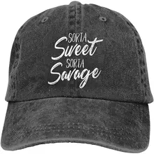 

Women's Sorta Sweet Sorta Savage Baseball Cap Vintage Cotton Washed Distressed Adjustable Dad Hat Black