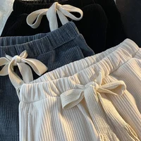 Trendy Men's Casual Wide Leg Straight Cut Winter Corduroy Sweatpants Loose Fit Youthful Sle mid Waist Long Pants