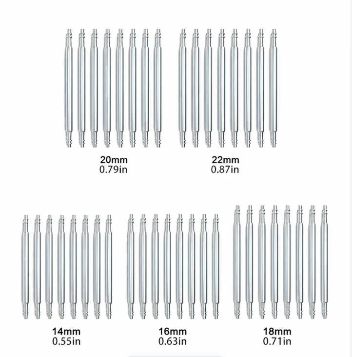 20pcs Durable Metal Watch Band Spring Bar Pins for Repair and Replacement