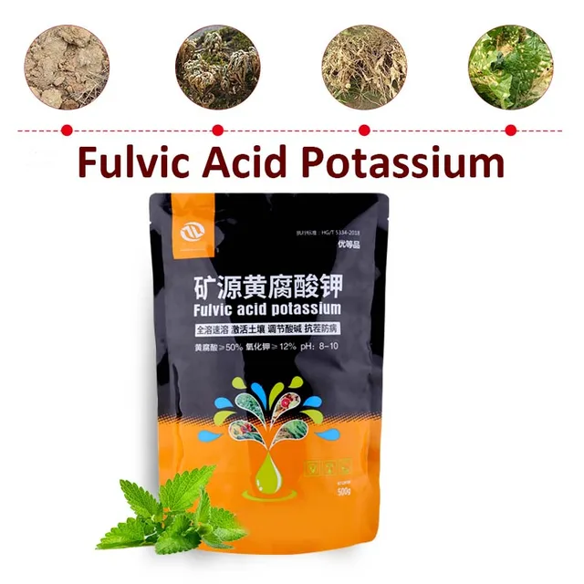500 G Növényi Tápanyagok Szerves Ásványi Forrás Fulvic Sav Kálium 50% Fulvinsav -Műtrágya Káliumfulvate