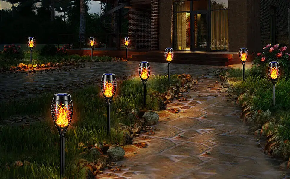 Description Picture 5 of item1/2/4/8/12PACK Solar Powered 12LED Torch Light for Outdoor Courtyard and Garden Decoration Landscape Light Plug-in Lawn Light