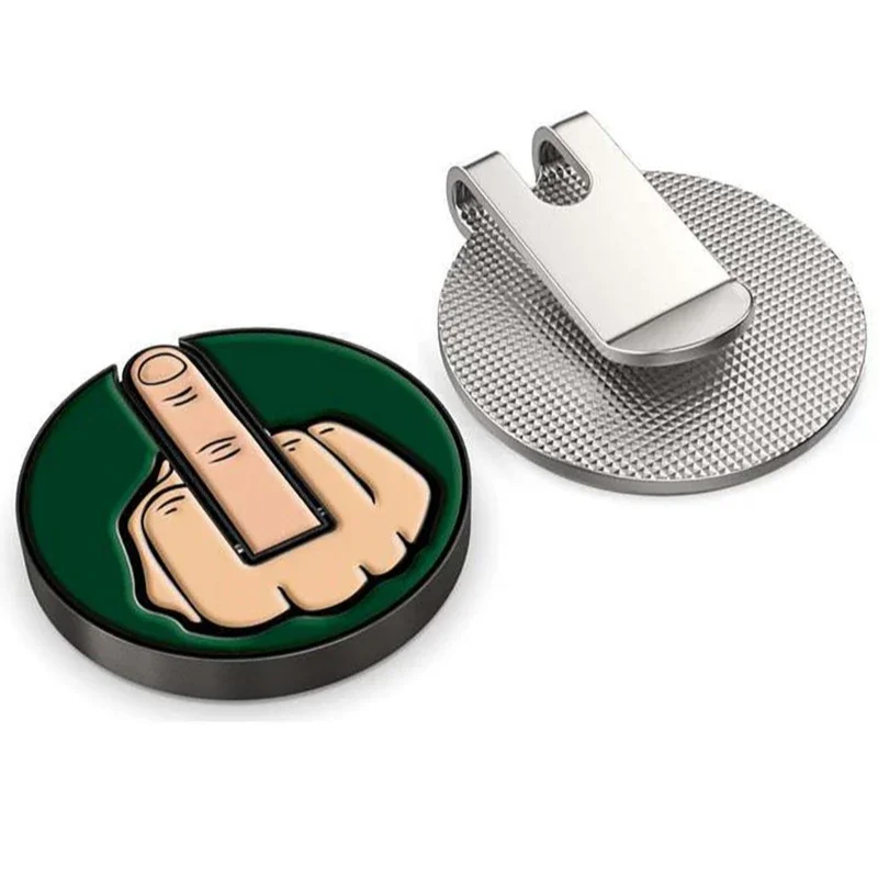 Funny Middle Finger Golfs Ball Marker Golf Hat Clip Marker Magnetic Removable Golf Practice Position Mark Accessorie