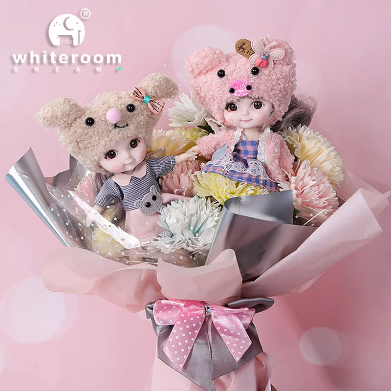 Ob11 BJD Doll Mini Dolls For Girls Animal Clothes Accessories 1/12 Toy Baby 3D Big Eyes Beautiful DIY Toys Dress Up Free Gift 2
