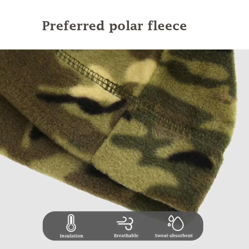 Windproof Fleece Hats Winter Warm Camouflage Thickened Thermal Tactical Hat Elastic Breathable Ski Baggy Hat 5