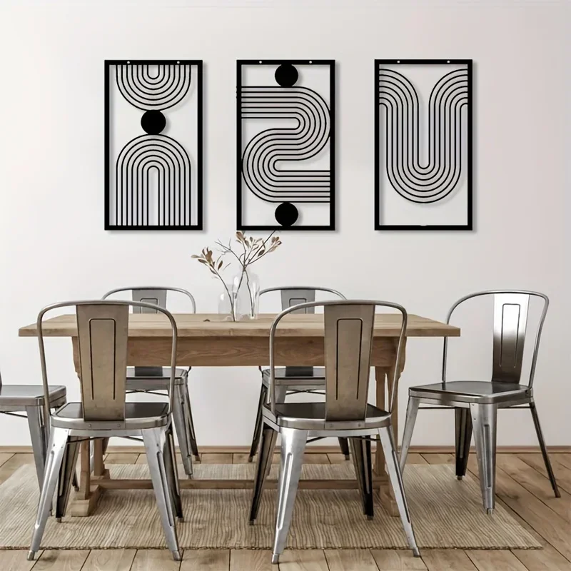 3pcs Iron Abstract Geometric Wall Art - Image 2
