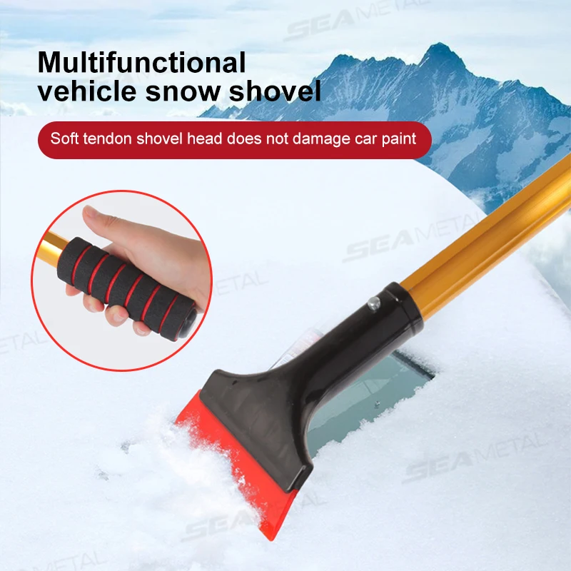 SEAMETAL Car Ice Scraper Windshield Snow Removal Shovel Extra-Long Scratch-Free Ice Breaker Snow Remover Winter Clean Brush