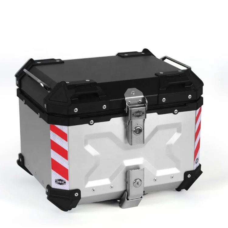 

55l Storage Luggage Rear Delivery Case Silver Waterproof Tail Boxes Aluminum Motorcycle Top Box For Motorcycle