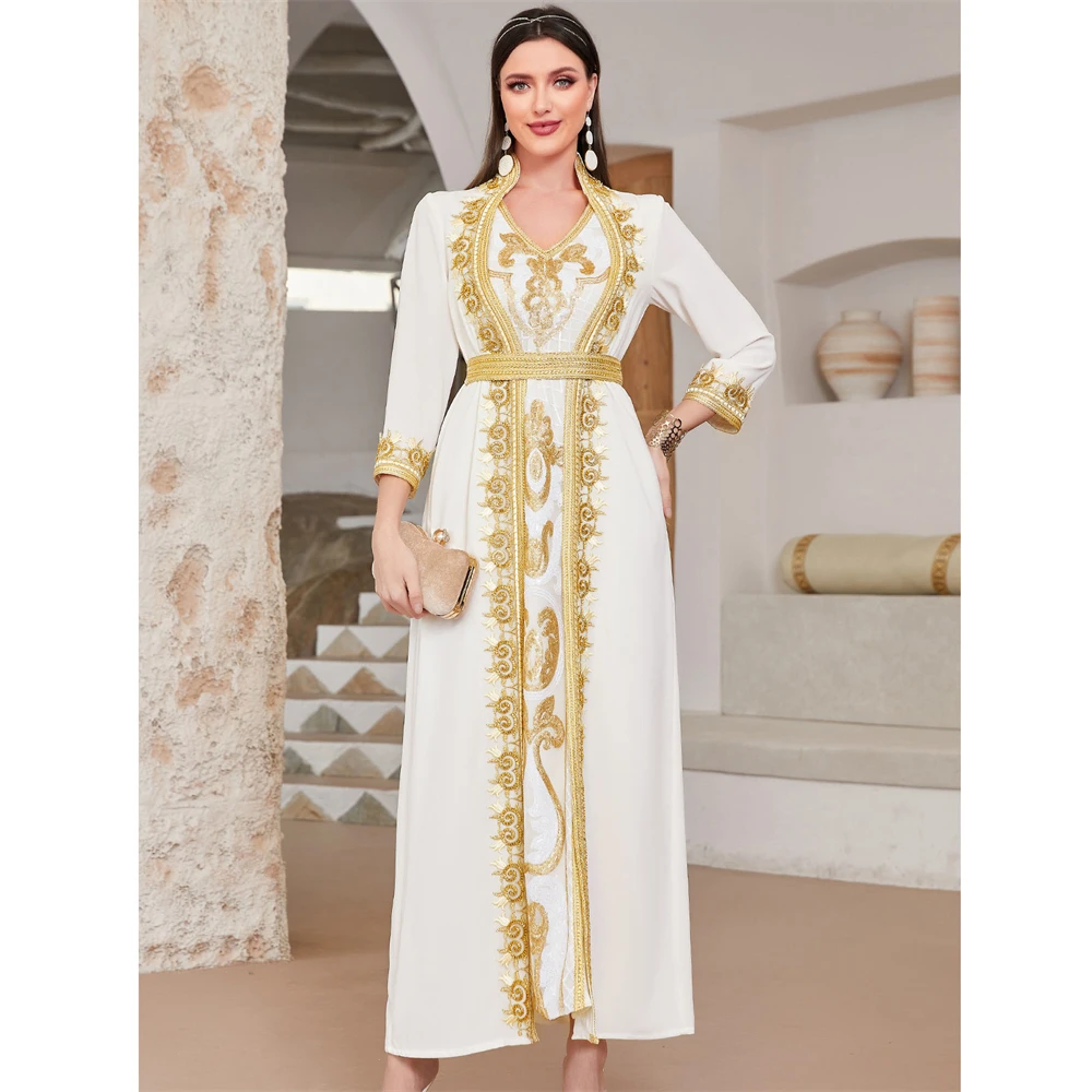 

Eid Party Caftan Evening Morocco Elegant Women Muslim Abaya Lace Sequins Long Maxi Dress Turkey Arabic Dubai Kaftan Vestido 2024