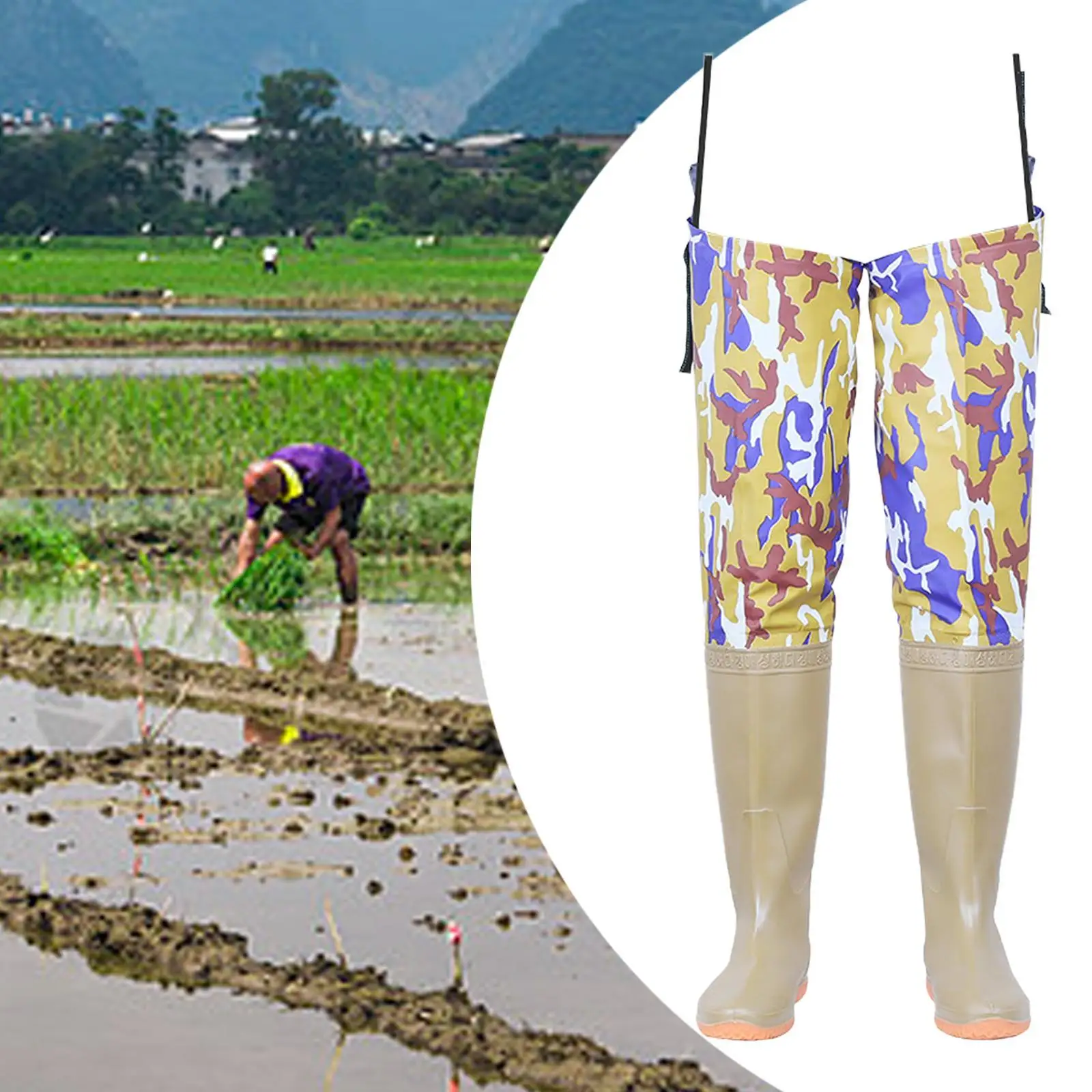 Waders PVC Thigh Waders Anti Skid Watertight Fishing Waterproof Hip for Gardening Hunting Agriculture Fishing