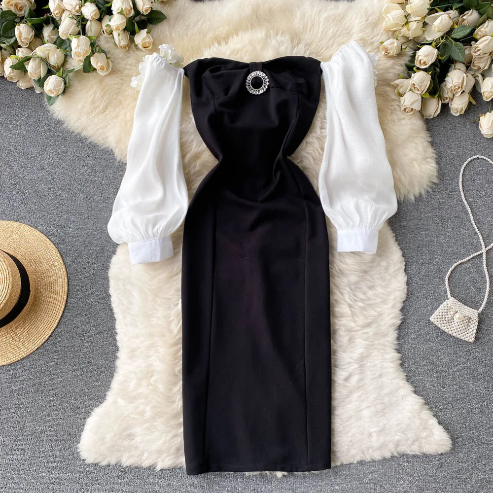 

French Minority Light Luxury High-end Sexy Strapless Dress Female Slim Slim Temperament Hip Wrap Banquet Evening Dress