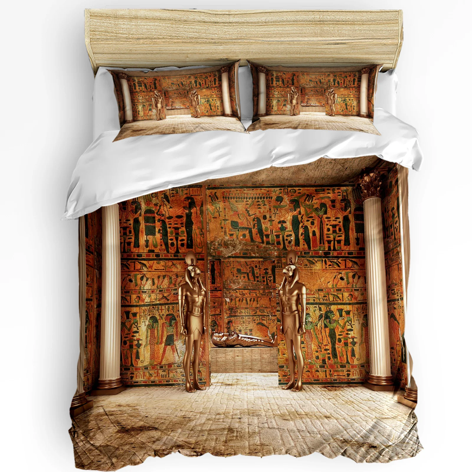 

Tomb Of Pharaoh Egypt Golden Tomb Bedding Set 3pcs Duvet Cover Pillowcase Kids Adult Quilt Cover Double Bed Set Home Textile