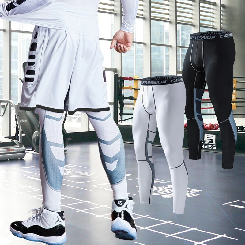 Men's Compression Pants Male Tights Leggings for Running Gym Sport Fitness  Quick Dry Fit Joggings Workout White Black Trousers