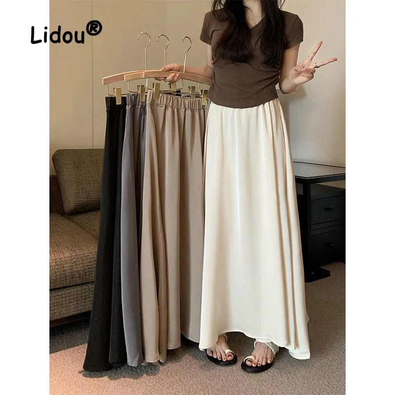 

Pleated Design Sense Niche Drape Half Length Skirt Summer 2023 New High Waisted Slim All-match Large Hem Long Skirt for Women
