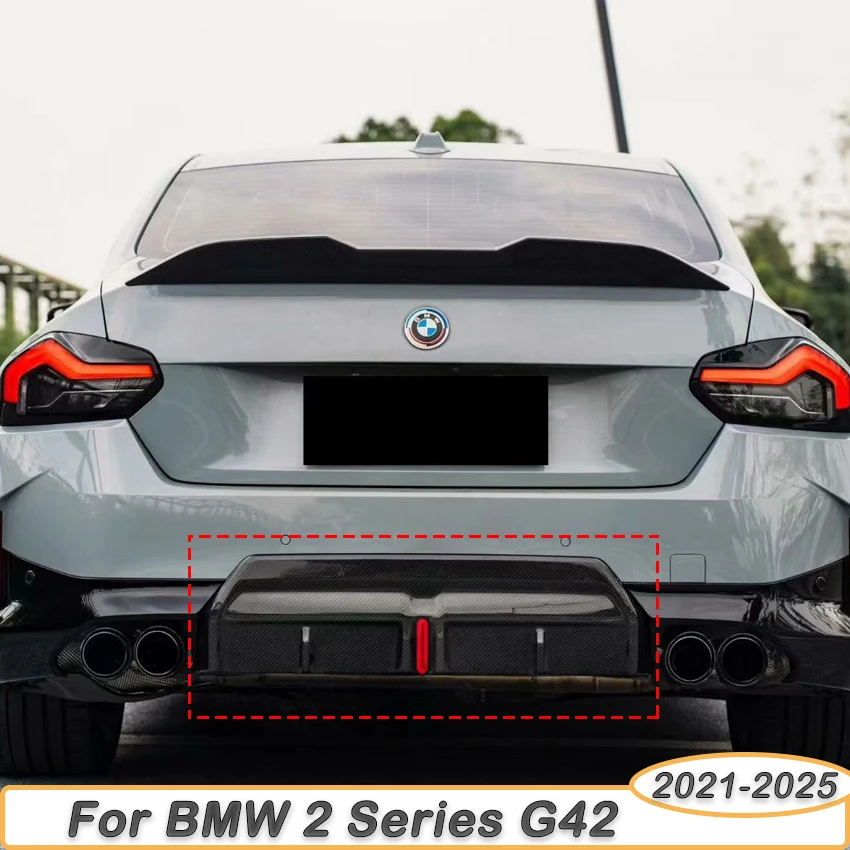 BMW 2 시리즈 G42 M240i M235i M 스포츠 2021-2025 바디킷용 LED 자동차 리어 범퍼 디퓨저 립 스포일러 글로스 블랙 액세서리