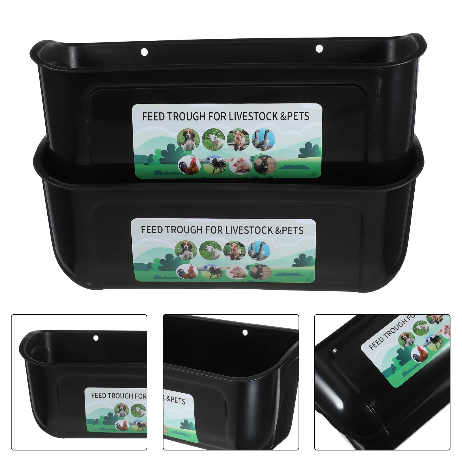 

2 Pcs Food Feeding Tray Bucket Poultry Feeder Manger Chicken Supplies Your Chickens Trough Goat Plastic Bird Feeders Waterer