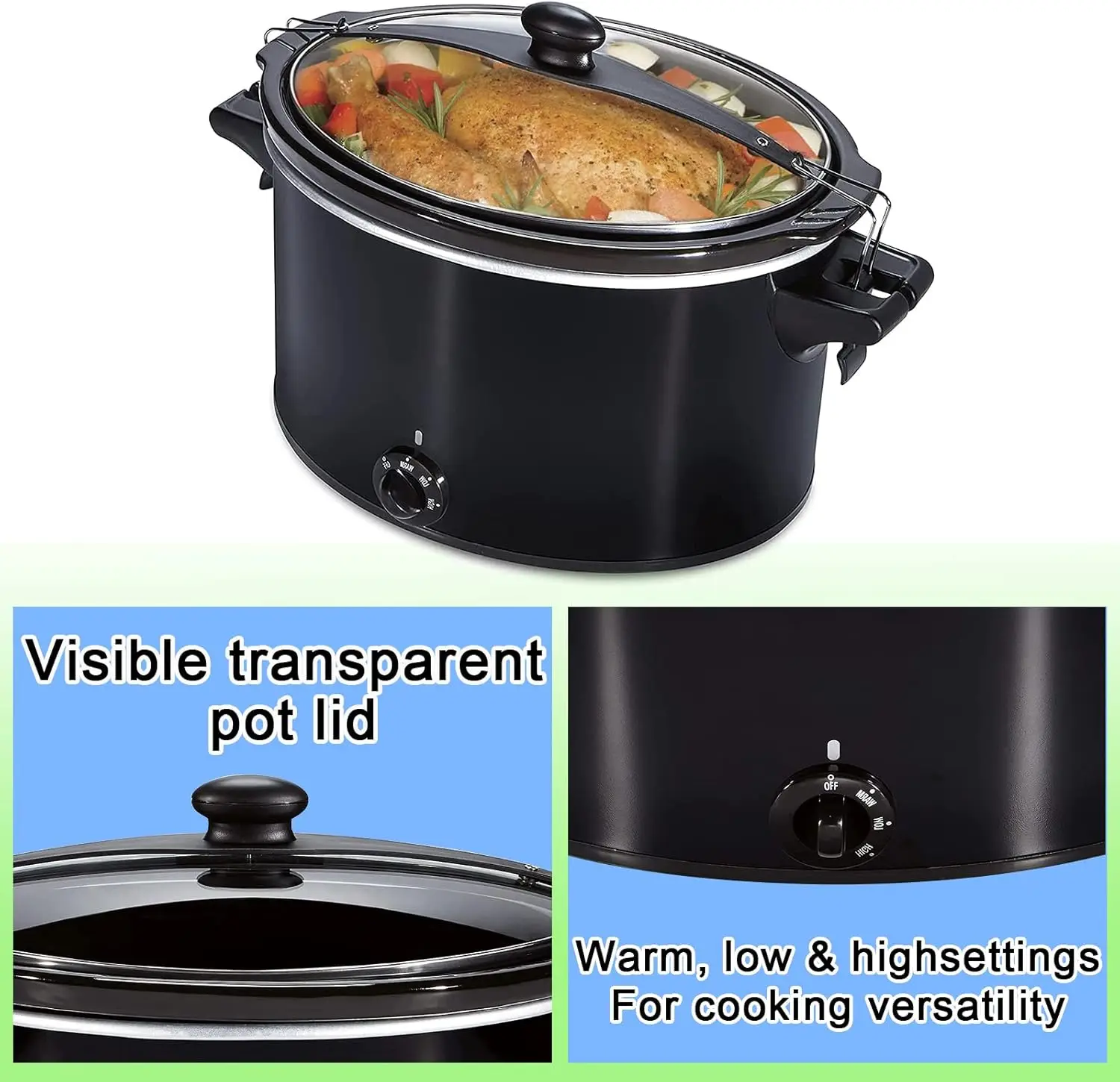 Slow Cooker - Stay or Go Portable With Lid Lock, Black 4