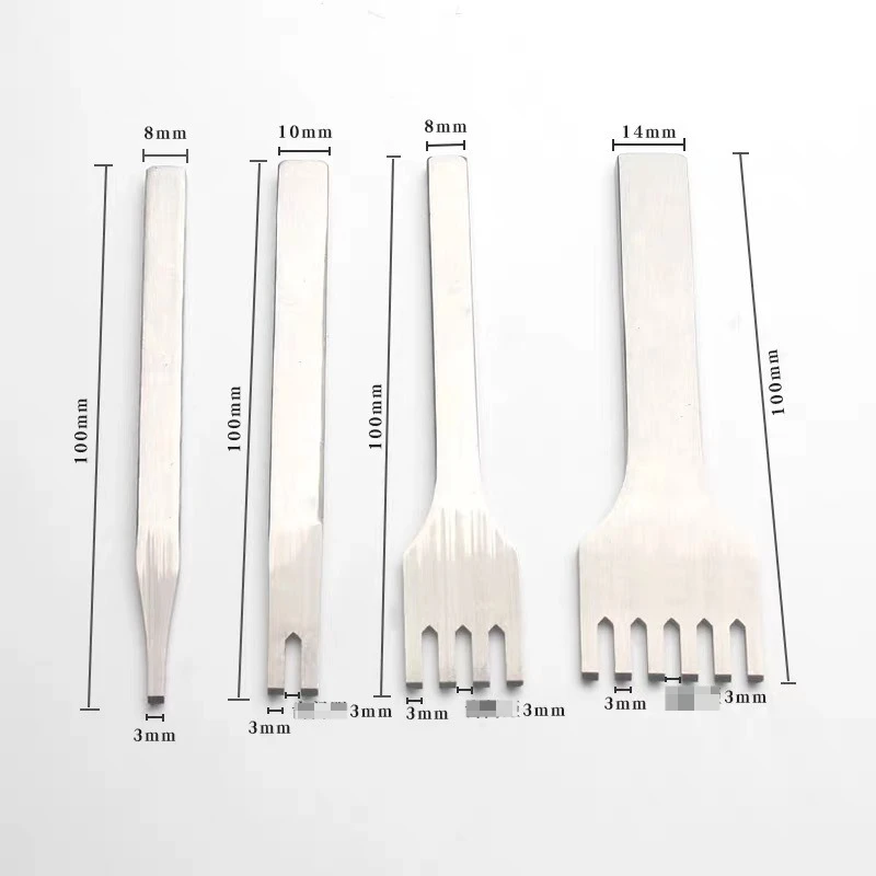 1/2/4/6 치아 스테인레스 스틸 가죽 스티칭 펀칭 및 쵸 3mm 치아 폭 벨트 지갑에 적합 DIY 가죽 만들기