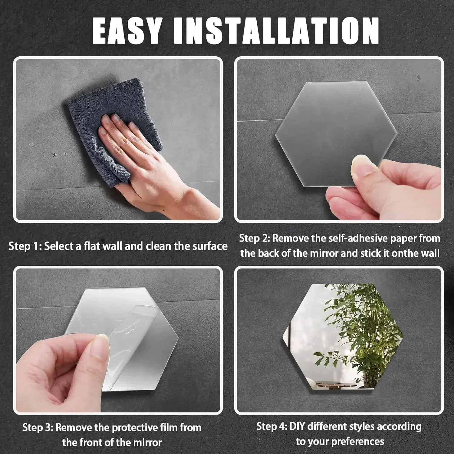 Hexagon Mirror Wall Stickers 6