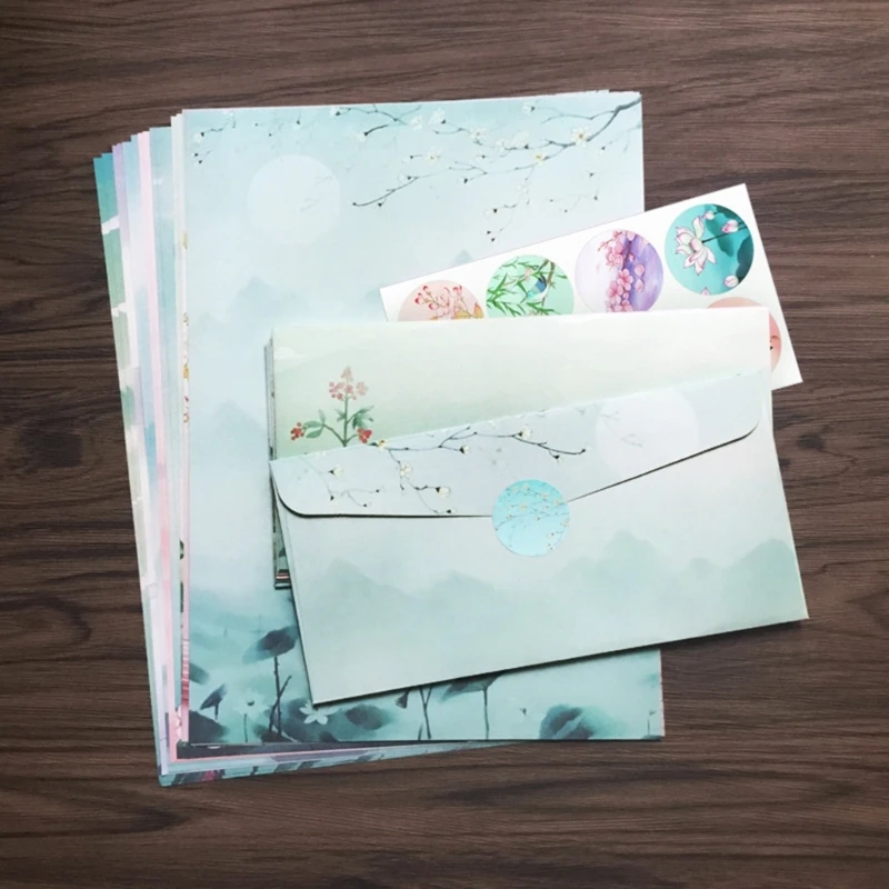 Chinese Writing Paper and Envelopes Set Stationery Paper Double Side Colored Letter for Student Girls | writing paper set