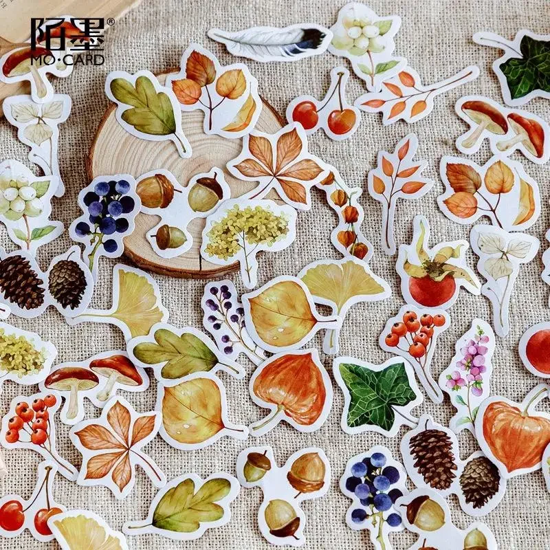 

46 Pcs Fall Pumpkin Mushroom Stickers For Diy Craft Photo Album Retro Decoration