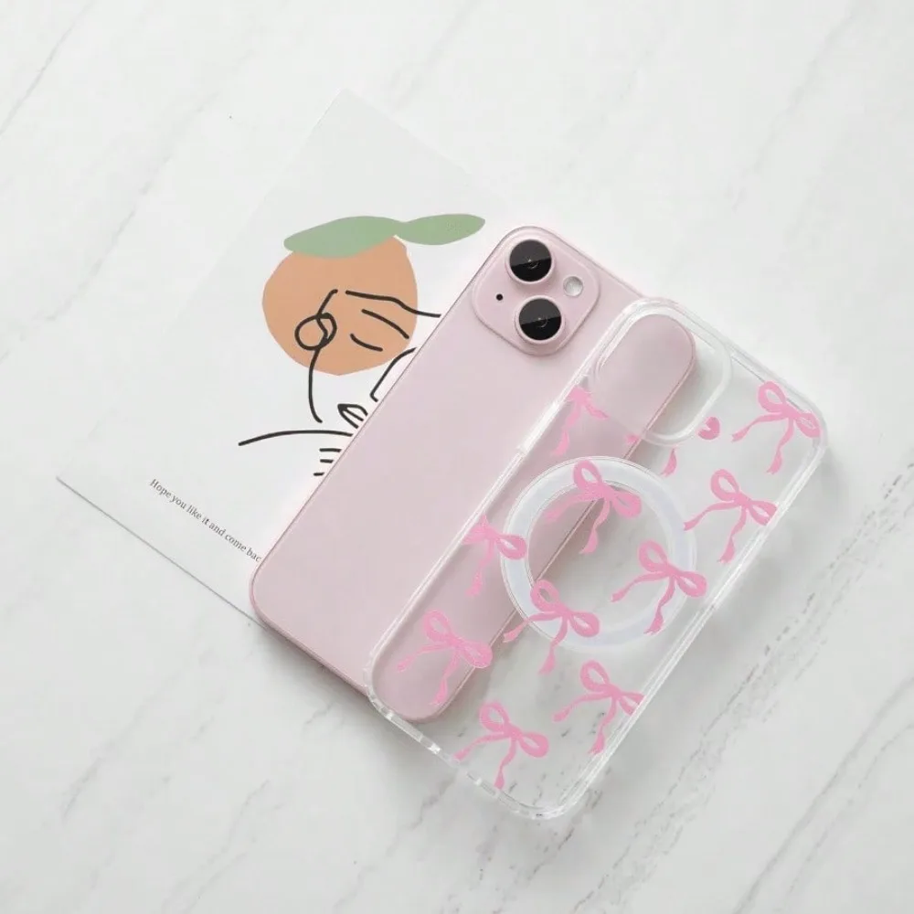 Clear Magnetic Heart Bow Case for iPhone thumbnail 6