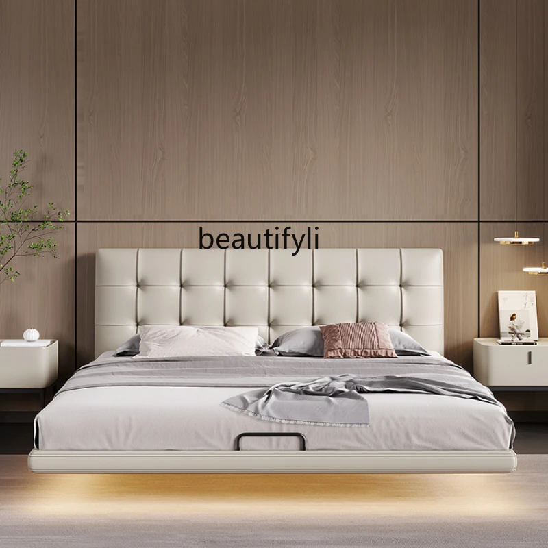

CXH Suspension Bed Double Master Bedroom Bed Simple Soft Cushion Leather Bed Silent Wind Suspension Bed