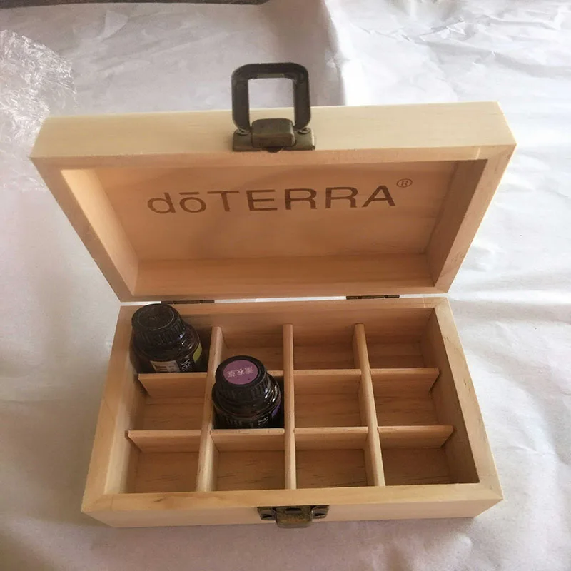 

12 Grid Essential Oil Carrying Case Wooden Storage Box Organizer Aromatherapy Container Treasure Jewelry Storage Display Box