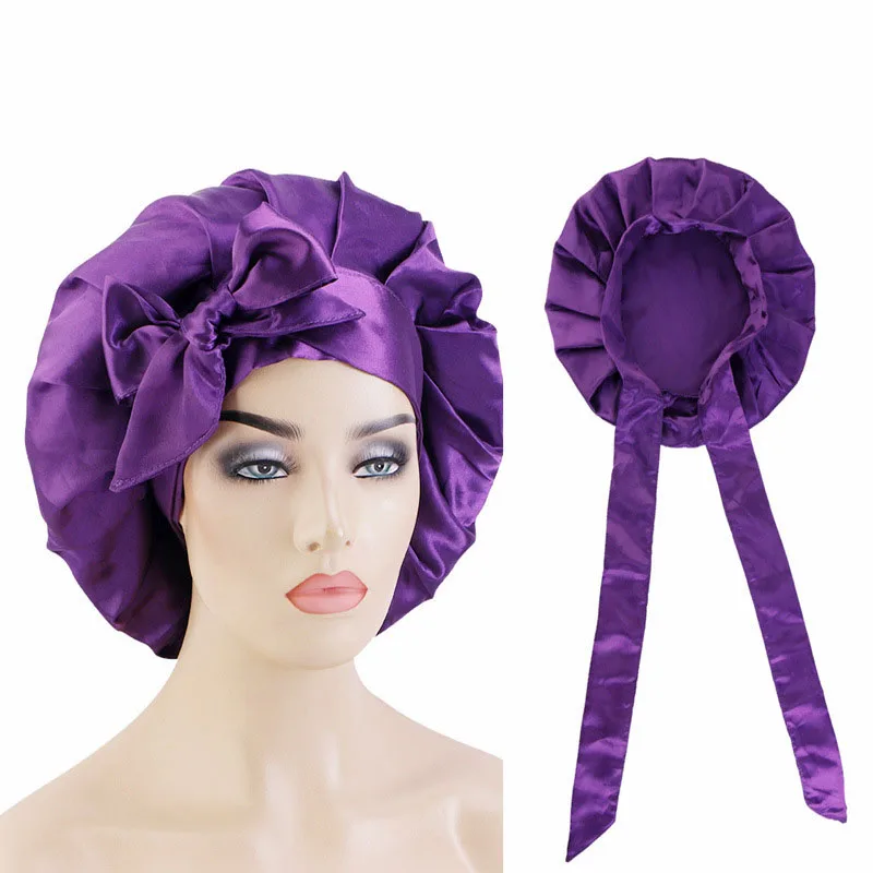Large Satin Sleep Night Cap African Women Hair Care Bonnet Head Scarf Wrap Beanies Hat Chemo Caps Sleeping Headwear Nightcap
