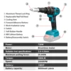 20000N Brushless Electric Rivet Gun No Battery 2.4~4.8mm Cordless Rivet Nut Gun Drill Insert Power Tools For Makita 18V Battery 5