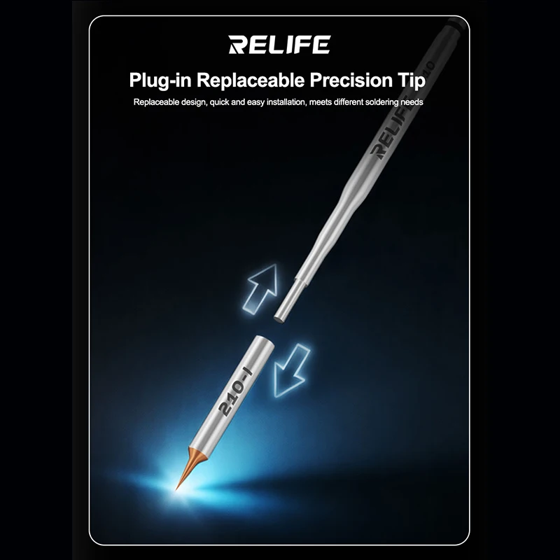 RELIFE 210 교체 가능 점퍼 납땜 팁 세트, 휴대폰 수리 재작업 납땜 도구용 정밀 팁 교체 가능