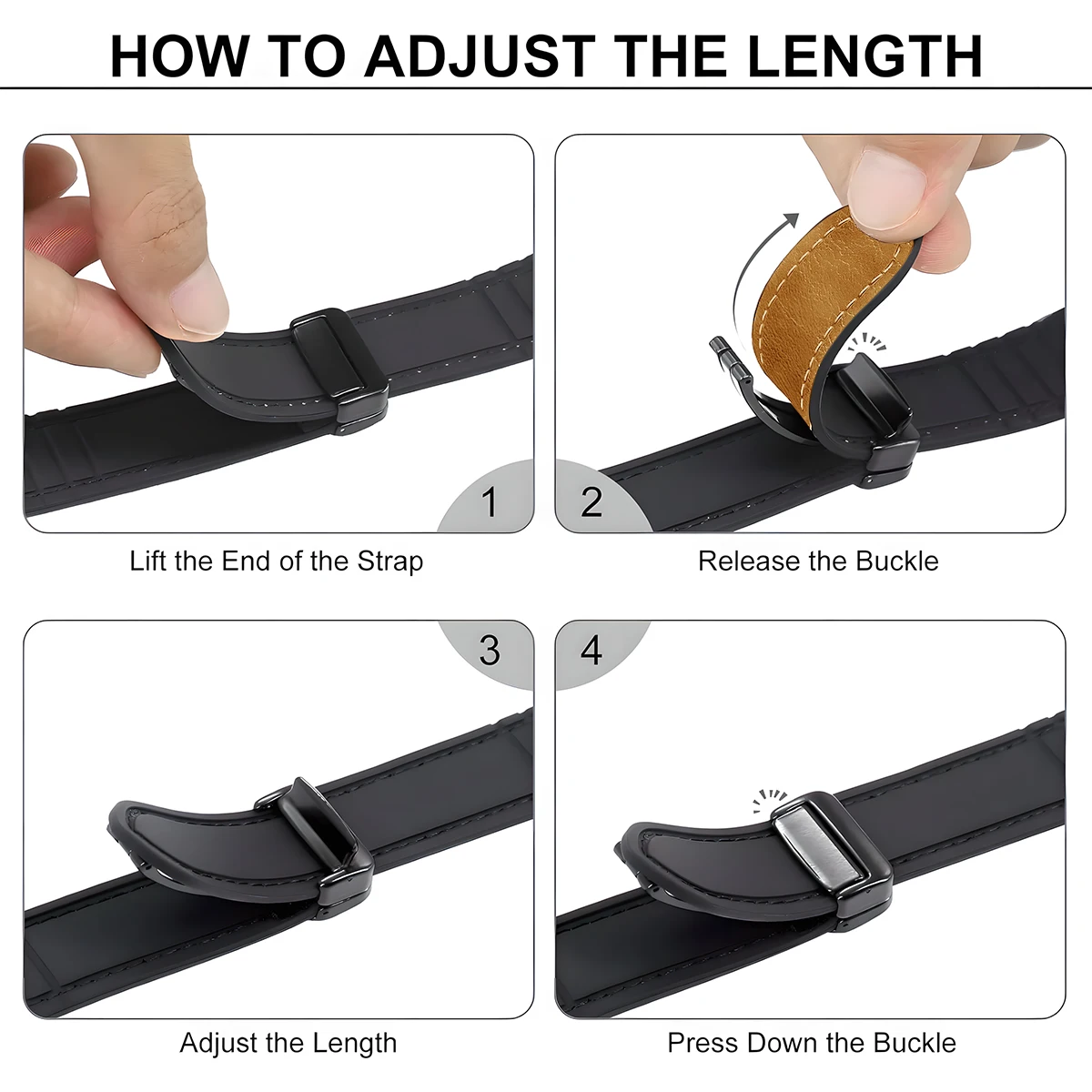 Premium Leather Silicone Magnetic Buckle Strap - Universal 22mm/20mm Wristband Bracelet Accessory