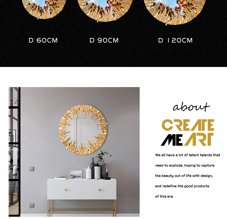 All Copper Wall Hanging Mirror Dressing Luxury Bathroom Dressing Round Mirror Gold Bathroom Living Room Deco Salon Room Decor