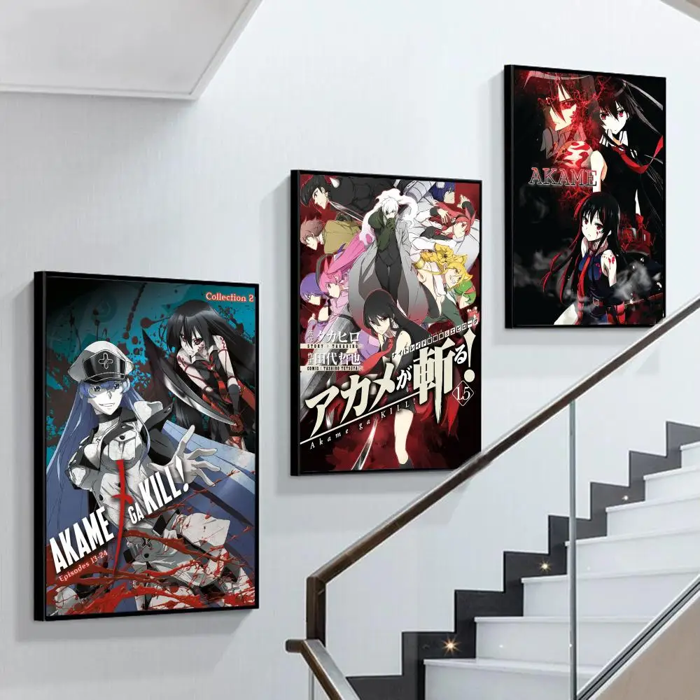 

Anime Akame Ga KILL Poster Self-adhesive Art Poster Retro Kraft Paper Sticker DIY Room Bar Cafe Vintage Decorative Painting