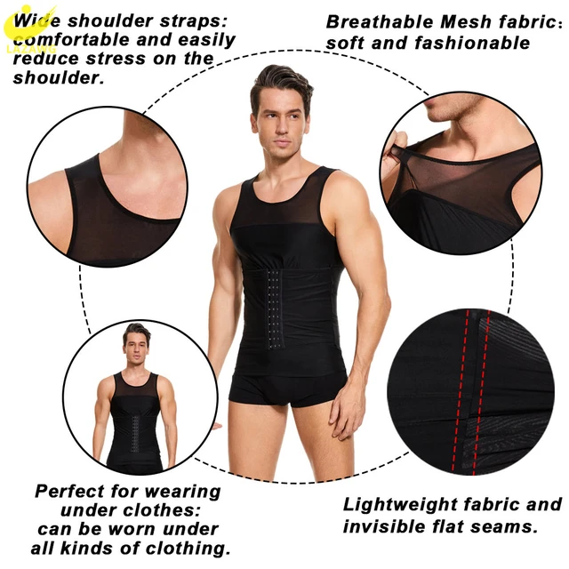 LAZAWG-homens shapewear emagrecimento regatas, compressão barriga controle,  corpo shaper top, queimador de gordura, exercício, esporte