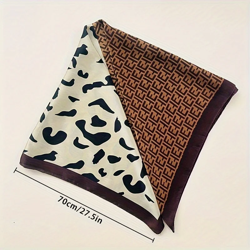1pcs 70cm Cow Pattern Printed Silk Scarf for Women Imitation Silk Trendy and Versatile Headwear Clothing and Square Scarf 5