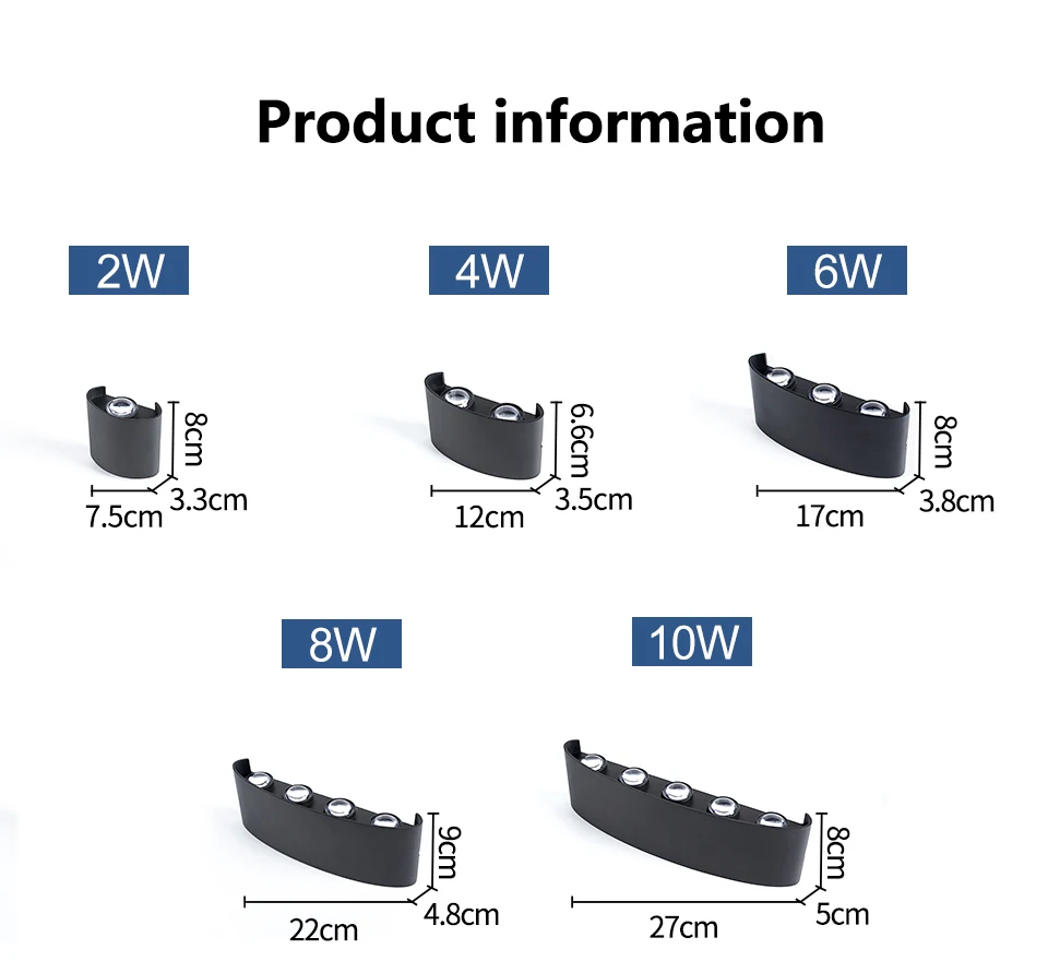 LED Wall Lamp Wall Sconces Light Wall Lamp 2/4/6/8/10W Outdoor Waterproof AC110-220V for Home Garden