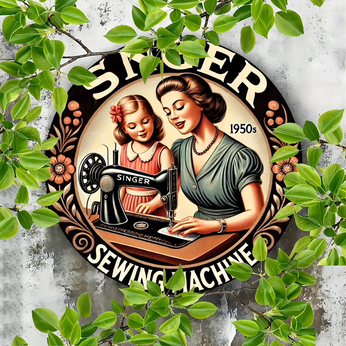 Singer Sewing Sign 1pc Round 8x8inch (20x20cm) Vintage Singer Sewing Machine Aluminum Wall ...