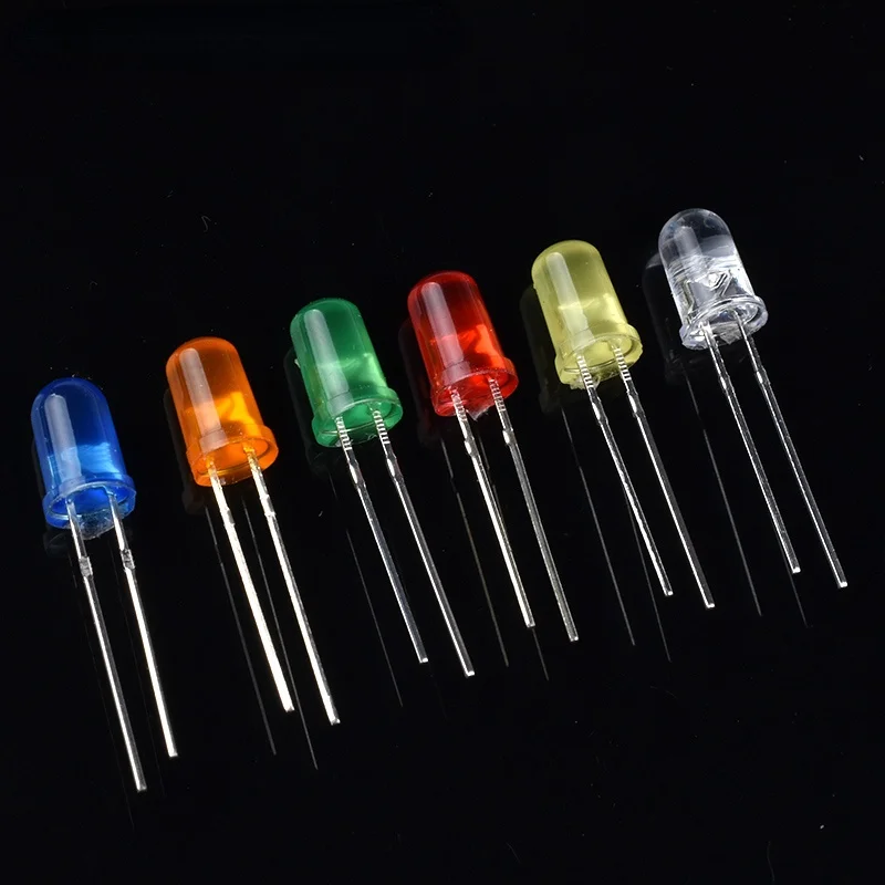 Diodos emissores de luz LED sortidos, Kit Eletrônico, Branco, Verde, Vermelho, Azul, Amarelo, Laranja, 3mm, 5mm, F3, F5, 100pcs, 200pcs