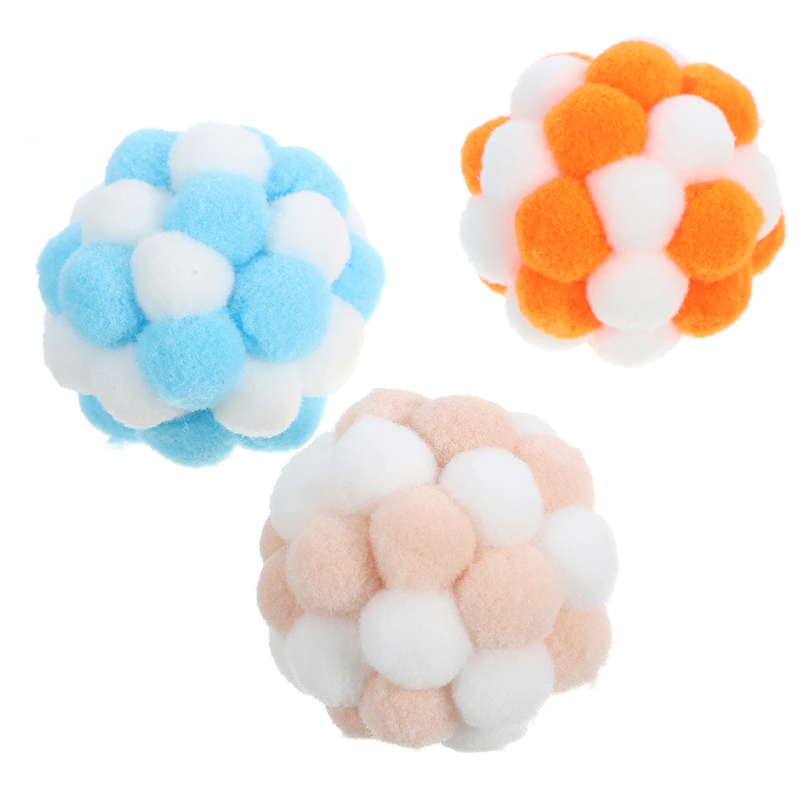 

3 Pcs Cat Bell Ball Toys with Bells Balls For Cats Floor Indoor Interactive Pet Plush Chewing Kitten